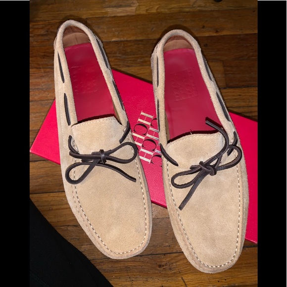 Carolina Herrera Men's Beige & Brown Suede Drivers
